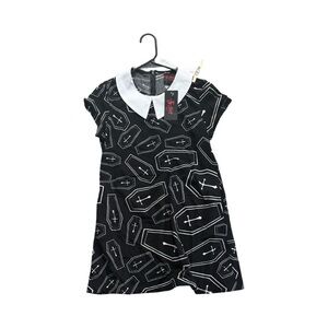 Goth Folter Wednesday black chiffon dress w/pockets Inspired